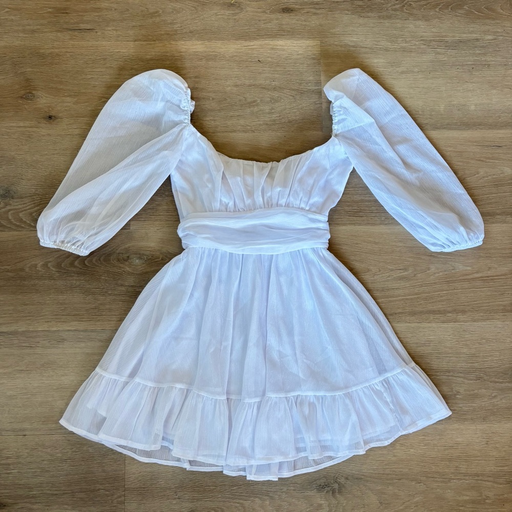 White Puff Sleeve Dress